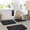 Juego de tres piezas para baño y WC transfronterizo, alfombrilla de suelo de franela, alfombrilla antideslizante de color sólido para baño del hogar, alfombrilla absorbente engrosada con etiqueta