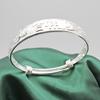 Pulseira de Prata Miao 13N de Rosto Largo 30g Espessada Flor de Lótus Bênção Estilo Empurra-Puxa Pulseira de Prata para Pessoas de Meia-Idade e Idosos Exposição Será Estilo Quente