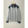 Sudadera de Manga Larga Patchwork de Mezclilla Falsa de Dos Piezas Bloque de Color para Hombre, Otoño Estiloso Diseño Manga Larga Top Camiseta Básica