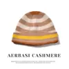 Venta al por mayor de fábrica Cachemira Transfronterizo Otoño/Invierno Nuevo Engrosado Bloque de Color Rayas Dobladillo Cálido Tejido Protección para Orejas Gorro para la Cabeza