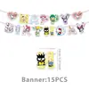 Decorações de festa de aniversário Amazon tk, louça descartável, gato kt, Kuromi, Sanrio, faixa de bandeirinhas, topo de bolo