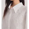 En stock fabricante mayorista 2026 modelo nuevo color liso encaje bordado floral manga larga holgada camisa para mujer