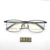 8873 gafas de montura completa informales de negocios para hombre al por mayor, montura de titanio semiligera, acero plástico, resistencia súper elástica, patillas