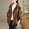 Nueva Chaqueta de Trabajo de Otoño para Mujer con Bolsillos Dobles, Capucha con Cordón, Mangas Largas, Corte Holgado, Chaqueta Casual Versátil al por Mayor