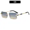 Moda Europea y Americana Nuevas Gafas de Sol Sin Marco con Borde Cortado, Cuadradas, Personalizadas, Versátiles, Gafas de Sol de Moda para Hombres, Gafas Hip-Hop Punk