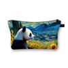 Cross-border nova pintura a óleo animal bolsa de cosméticos poliéster gato bonito impresso embreagem bolsa de armazenamento de maquiagem bolsa de noite
