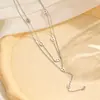 Colar de Aço Titânio com Franjas e Pingente Nariz de Porco Estilo Europeu e Americano de Luxo Leve para Mulheres, Corrente de Clavícula Longa em Camadas Exquisita e de Alta Qualidade para Outono e Inverno