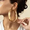 Pendientes de Aro Grandes Exagerados de Joyería Transfronteriza Europea y Americana de Gama Alta para Mujer Adornos para Orejas Geométricos Metálicos Huecos de Superficie Brillante