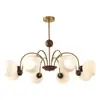 [Yan Xuan] Lustre medieval francês novo Bauhaus nogueira cor feijão mágico retro vidro mestre lâmpada do quarto