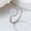 Anillo abierto de plata de ley maciza S925 con gema tipo huevo de paloma de 8x10 mm, moderno, retro francés, junta de bambú, para armar