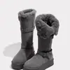 Botas de Nieve Grises de Caña Alta para Mujer 2025 Invierno Nuevo Suela Gruesa Forradas de Felpa Espesadas de Media Caña Botas de Algodón de Nieve y Zapatos de Algodón