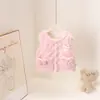 Chaleco de Color Sólido con Bolsillo en Forma de Corazón y Lazo para Niñas, Estilo Regular, Espesor para Bebés y Niños, Chaleco para Niñas