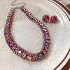 Gargantilla cuadrada con incrustaciones de diamantes de estilo europeo y americano, de alta gama, ligera, de lujo, elegante, con cadena para clavícula y cuello, delicada, para uso diario.