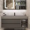 Nuevo Modelo Gabinete de Baño con Lavabo Extra Grande Integrado, Tocador de Baño, Lavabo, Juego de Gabinete con Lavabo de Placa de Roca para Baño