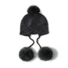 Novo Estilo Chapéu de Tricô com Proteção para Orelhas, Gorro de Cashmere para Mulheres, Chapéu com Pom-Pom, Chapéu para Clima Frio, Chapéu de Tricô Grosso com Ponto Trançado para Outono e Inverno