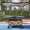 Carrito de puesto con tablero de mesa grande, elevable, plegable, carrito móvil para puesto exterior de snacks, carrito para autocaravana
