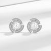 Moda Europeia e Americana Transfronteiriça Exagerada Luxo Cobre Cravejado Zircônia Brincos Brincos de Pérola Luxo Acessível Formato de Leque Diamante Completo Brincos Exquisitos