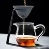 Infusor de té sin perforaciones, infusor de té de taza de ceremonia de alta gama, separador integrado de té y agua, filtro de piedra mineral, soporte para preparar té