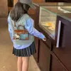Bolsas Infantis Europeias e Americanas Tendência Cor Contrastante Platina para Meninas Moda Estilo Passarela Texturizada Bolsa de Ombro Transversal Bolsa de Batom
