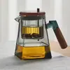 Bule de Vidro Borossilicato Xiang Ash Square é um Bule Elegante, Conveniente e Bonito com Cabo de Nogueira para Separar Chá e Água
