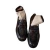 Mocasines de Piel Genuina con Diseño de Nicho, Zapatos Pequeños de Piel Estilo Retro Británico, Zapatos de Tacón Grueso de una Sola Pieza para Mujer, Zapatos Nuevos Hechos a Mano de Caña Baja