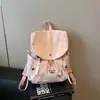 Mochila com Cordão Cor Sólida Estilo Japonês Cordão Mochila Feminina Verão 2025 Simples Leve Casual Roupas de Trabalho Pequena Mochila para Exterior