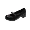 Zapatos de tacón grueso de estilo francés con lazo para mujer, nuevo modelo de otoño 2026, adecuados para combinar con faldas, tacones altos Mary Jane