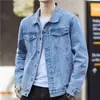 Jaqueta jeans masculina de outono e inverno, casaco casual, jaqueta preta, roupas vintage largas masculinas, casaco jeans plus size