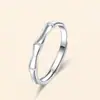 Anillos de Pareja Nudo de Bambú de Plata de Ley S925, un Par de Anillos Ajustables con un Diseño Sencillo y Único, Venta al por Mayor