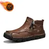 Botas de Hombre Transfronterizas Otoño e Invierno Talla Grande Cremallera Botines Cortos de Hombre Casual Terciopelo Cosido a Mano Botas de Trabajo