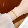 Pulseira Puzo Gold Store mesmo estilo flor de quatro folhas gelo picado banhada a ouro para mulheres, joia de design nicho requintada, presente para namorada