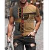 2023 comércio exterior Europa e Estados Unidos verão novo masculino impressão 3D retro personalidade lazer gola redonda manga curta camiseta fabricantes fornecimento direto