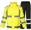 Fabricante Atacado Personalizado Capa de Chuva de Proteção ao Trabalho Conjunto de Calças de Chuva Refletivas Tipo Dividido para Fiscalização de Trânsito e Limpeza Espessado