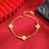 Nueva pulsera nicho de lujo ligero oro arena Lindo Conejo Hueco trébol de cuatro hojas pulsera popular en línea joyería de estilo dulce al por mayor