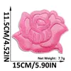 Patch de Bordado de Flor Rosa com Glitter Novo Estilo Patch Floral com Adesivo Termocolante para Decoração de Jaquetas, Sapatos e Malas