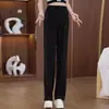 Calças pretas sob medida, de perna larga e estreita, para mulheres, novo estilo de outono, cintura alta, com caimento fluido, calças casuais femininas, 2026, elegantes para o trabalho