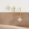 Brincos de Argola Flor de Diamante com Pino de Prata S925 Transfronteiriços Europeus e Americanos Brincos de Flor de Trevo de Quatro Folhas Versátil Conjunto de Três Peças