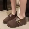 Sapatos Birkenstock totalmente cobertos para aumentar a altura para mulheres, moda 2026, outono, retrô, velcro, mocassins de sola grossa, sapatos de direção de sola macia