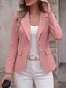 Jaqueta blazer cardigan de lapela com dois botões e aba de bolso de manga longa para site independente transfronteiriço da Amazon em branco, cinza, preto