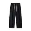 Calça jeans masculina de cor clara com cintura elástica, marca casual da moda, adequada para todas as estações, calça masculina longa de corte reto solto com cordão