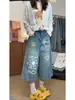 Jeans cropped con estampado de grafiti para mujer, nuevo estilo verano 2026, cintura alta, holgados, pierna ancha, pantalones de longitud media, shorts de largo 7/8