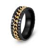 Anillo Giratorio de Cadena de Acero Inoxidable para Hombre de Estilo Nuevo Europeo y Americano en Doce Colores, Joyería Mayorista a Todo Color para Mejorar la Fortuna y Aliviar el Estrés