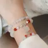 Pulsera Natural Tianshan Cui Calcedonia Buda Danza del León Estilo Chino Nuevo Temperamento Pulsera de Mano Multicírculo Joyería de Perlas para Novia