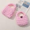Mini bolso tejido creativo para niños, accesorios de peluche, bolso de lana hecho a mano con auriculares, bolso de hombro para muñeca para mujer