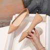 Zapatos Calefactores Internos Punta Fina Suela Roja Planos 2025 Nuevos Franceses Versátiles Boca Baja Zapatos de Commuter Color Nude Punta Abierta para Mujer