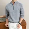 Suéter grosso com zíper parcial e gola alta para homens, nova moda outono e inverno 2026, solto, casual, tricô masculino quente