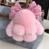 Chaveiro de Coelho de Pelúcia Fofo com Laço, Pingente de Boneca Coelho, Decoração de Mochila, Presente para Mulheres