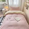 2026 Nuevo Modelo Color Sólido Dos Tonos Cama Individual para Estudiante Juego de Tres Piezas Cama Litera de Dormitorio Funda de Edredón Individual Funda de Edredón Pieza Única