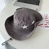 Sombrero Vaquero Occidental Lavado Vintage para Mujer, Sombrero de Senderismo al Aire Libre para Pareja, Sombrero de Cubo con Estrella de Cinco Puntas, Sombrero de Sol para Verano