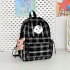 Mochila Escolar Versátil Retro Estudiante de Secundaria Femenina Otoño e Invierno Nueva Mochila Cuadros Coreanos Color Sólido Mochila para Estudiante Universitario y Viajero